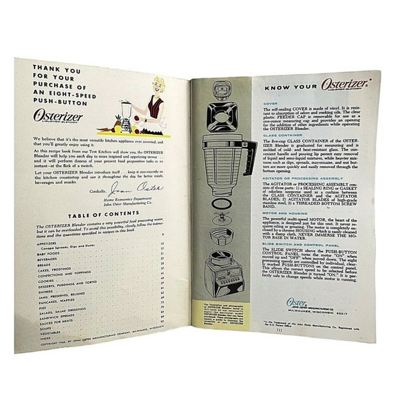 Osterizer Spin Cookery Blender Cook Book 1966 8 Speed Push-Button Model Manual - Picture 3 of 6